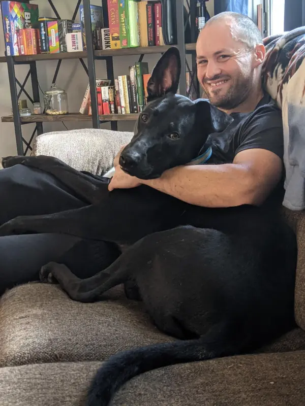 Justin Bennett with his dog Iggy